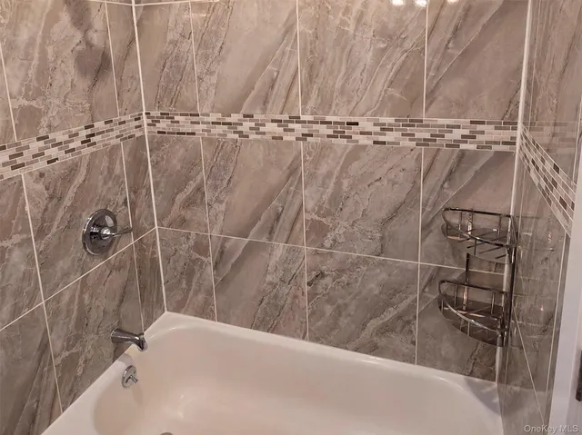 a bathroom with a bathtub
