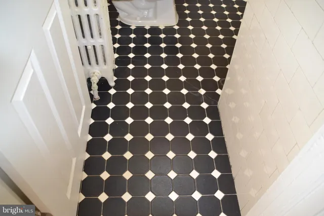 a view of a small space with a window