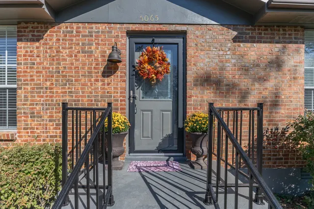 a balcony view with a potted plant