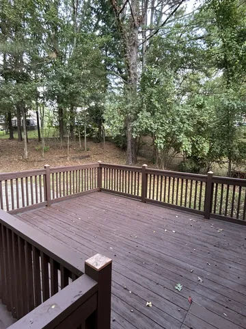 a view of a wooden deck