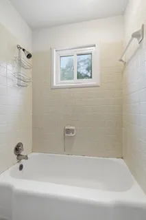 a bathroom with a bathtub