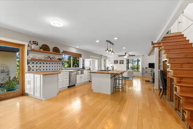 a bathroom with a bathtub and shower