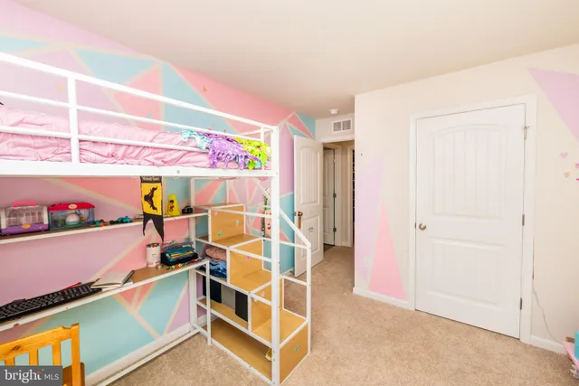 a storage room with cabinets