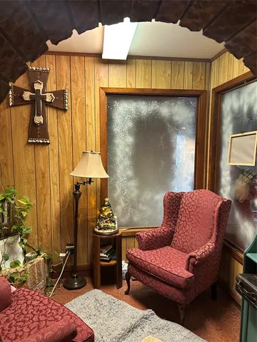 a living room with a couch and a table