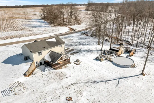 an aerial view of a house