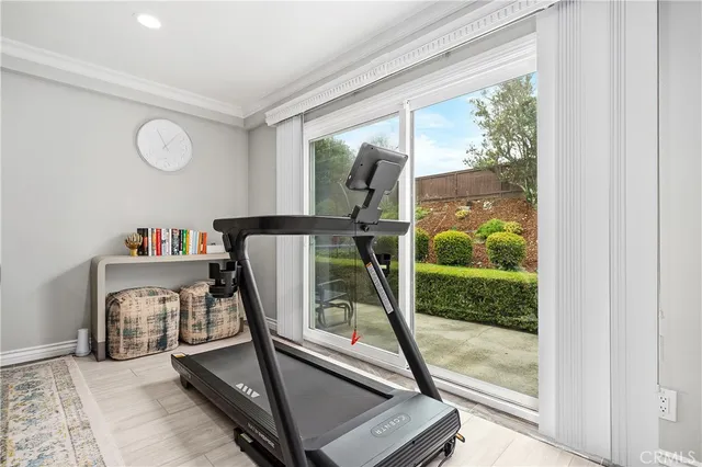 a view of a room with gym equipment