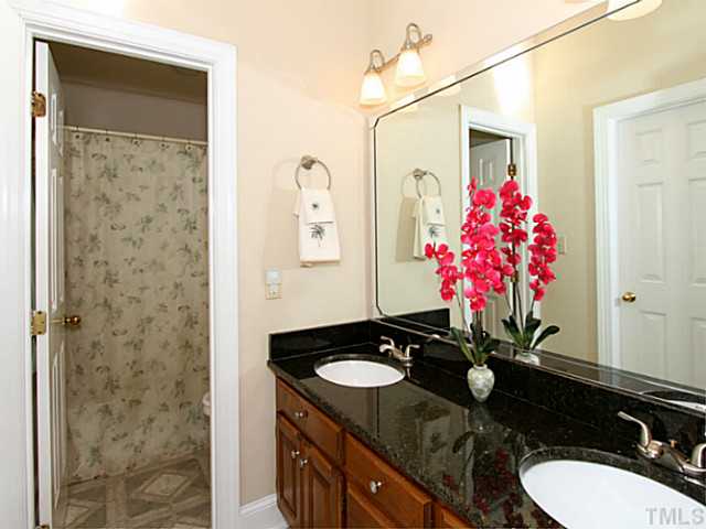 2812 Halfhitch Trail Raleigh, NC 27615 - Photo 13 of 23 New granite countertop and updated fixtures add drama to this bath.