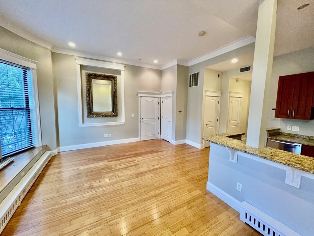 13 Worcester Square, Unit 2 Boston, MA 02118 - Photo 2 of 16 a view of a kitchen with kitchen island granite countertop wooden floor and stainless steel appliances