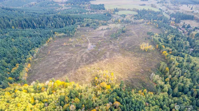 a view of a lake with a house in background