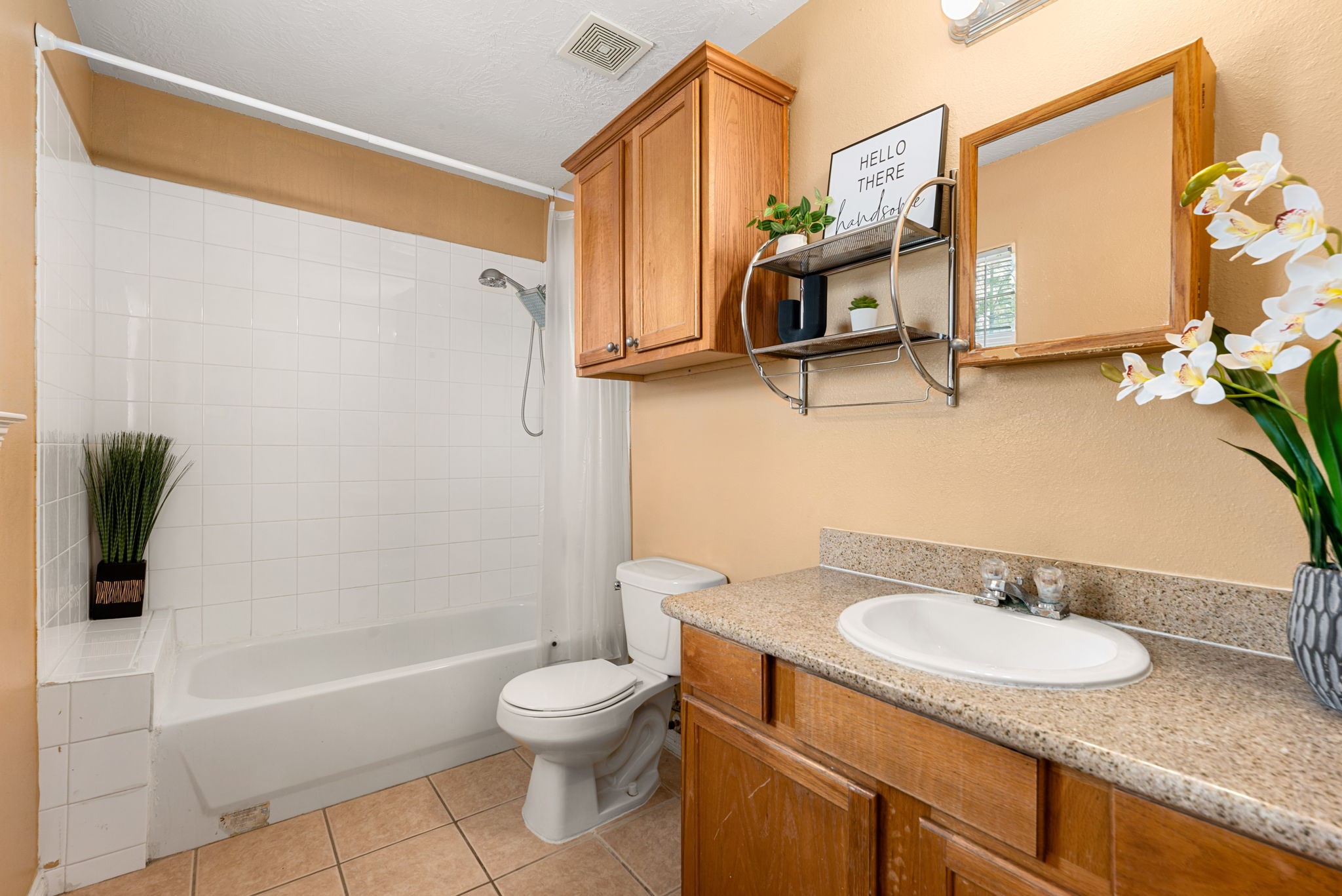 6418 England Street Houston, TX 77021 - Photo 20 of 29 a bathroom with a granite countertop sink toilet and shower