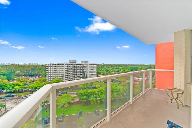 a view of a balcony with an outdoor space