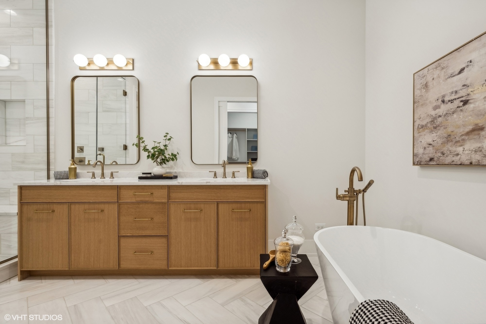 1413 North Mohawk Street Chicago, IL 60610 - Photo 26 of 51 a bathroom with a double vanity sink mirror and