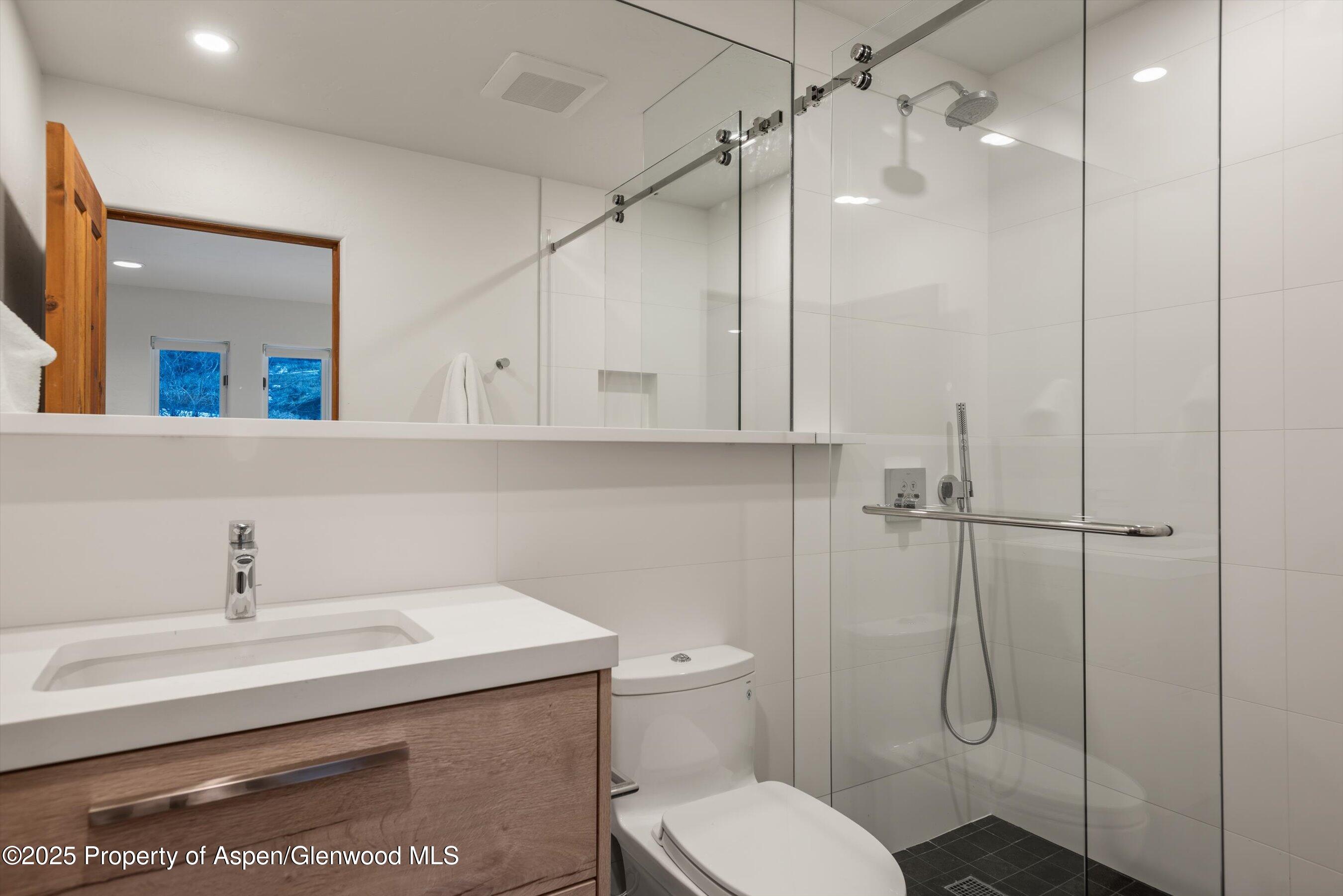 124 Trail Rider Lane Snowmass Village, CO 81615 - Photo 21 of 39 a bathroom with a sink a toilet and a mirror
