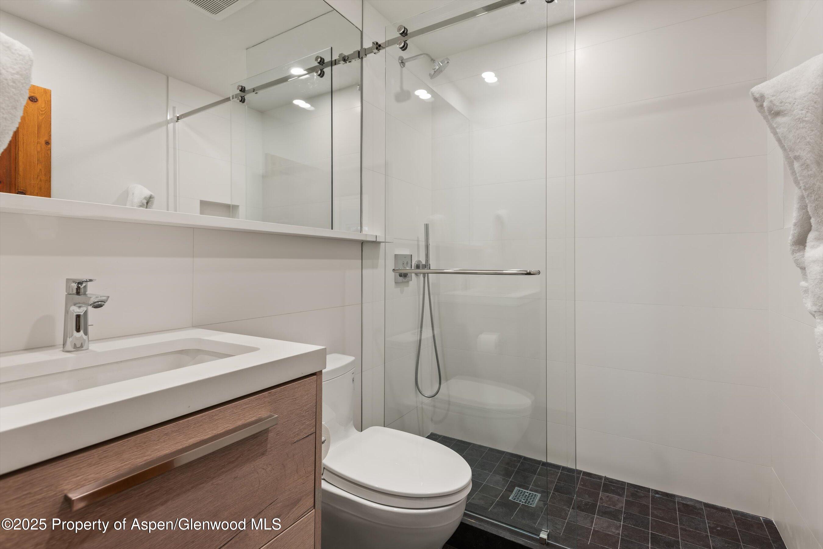 124 Trail Rider Lane Snowmass Village, CO 81615 - Photo 24 of 39 a bathroom with a sink a toilet and shower