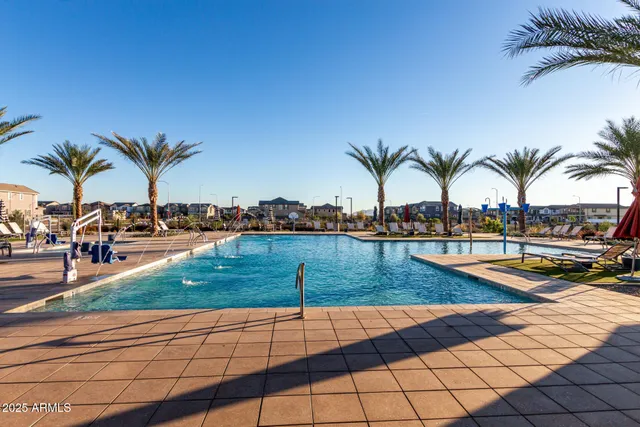 a building outdoor space with seating