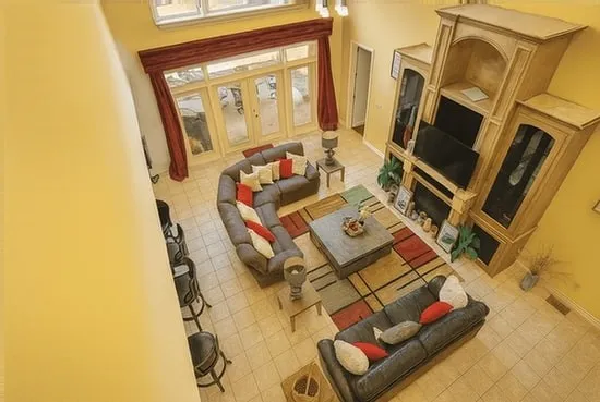 a living room with furniture