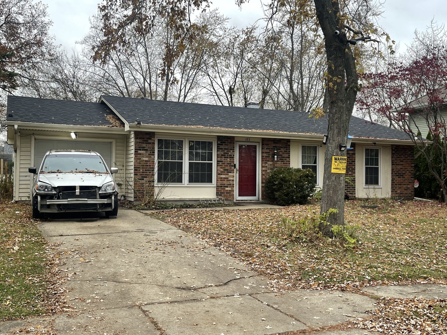 a house view with a garden space