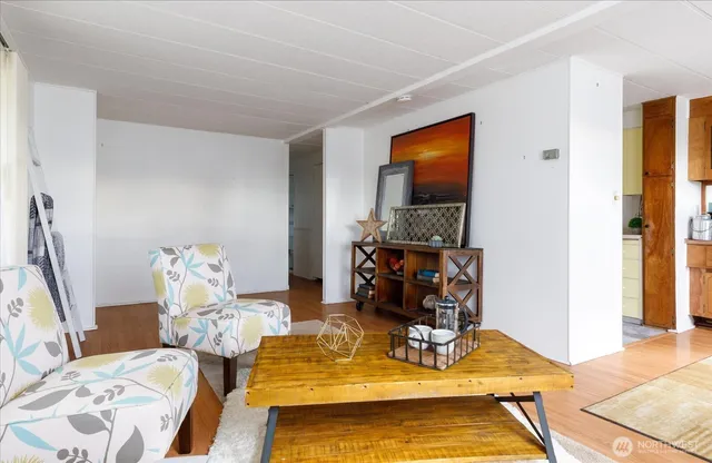 a view of kitchen with dining area