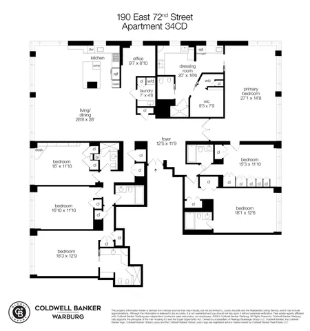 $2,595,000 | 190 East 72nd Street, Unit 34CD | Lenox Hill