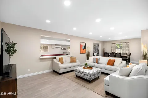 a room with furniture and a fireplace