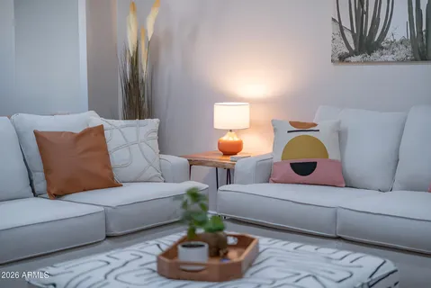 a living room with furniture