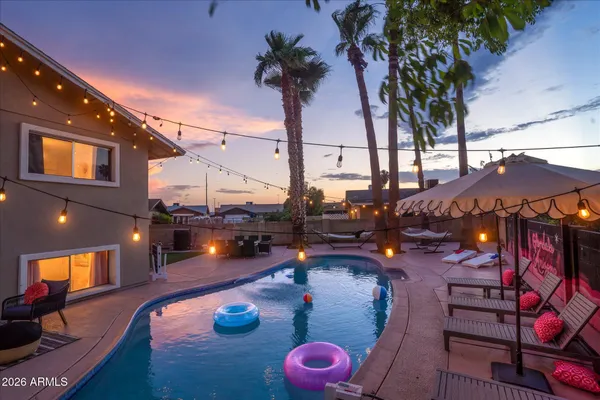 a view of a backyard with a garden