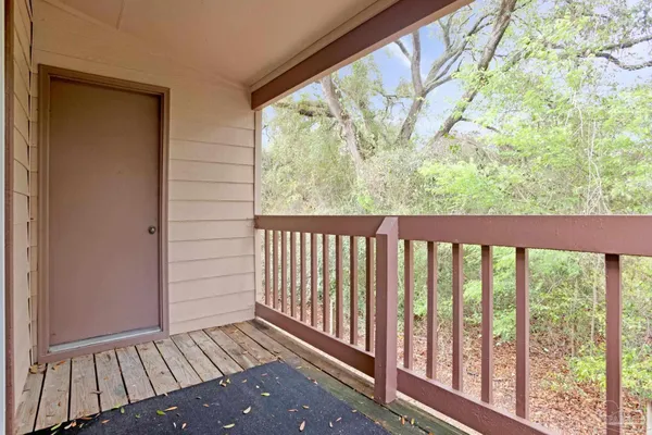 a view of wooden door