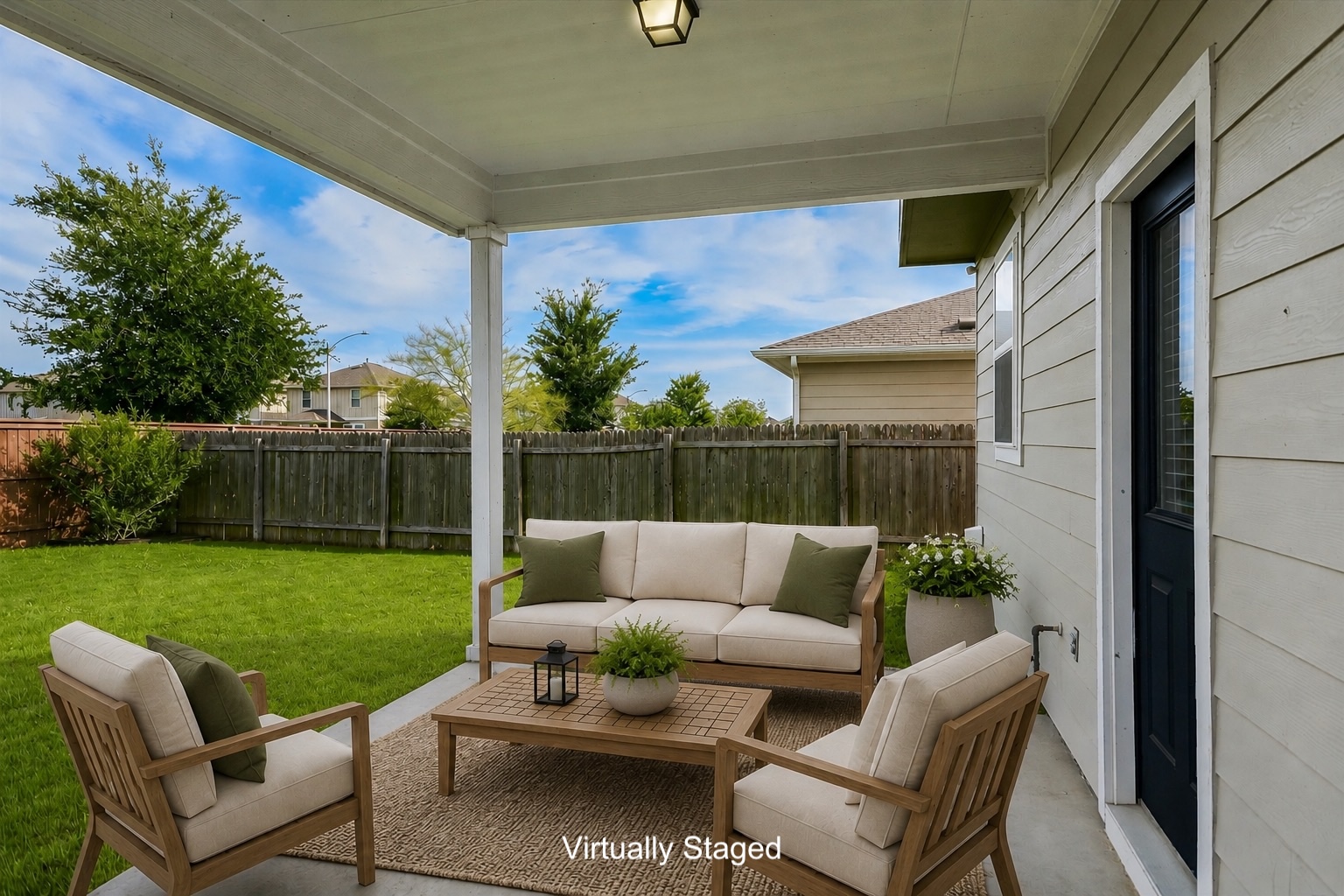 10317 Laurie Lane Austin, TX 78747 - Photo 5 of 27 The covered back patio creates the perfect spot for outdoor dining, morning coffee, or relaxing evenings at home.