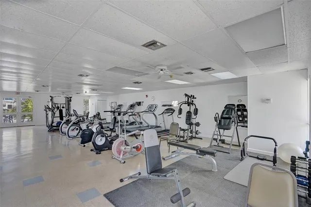 a view of a room with gym equipment