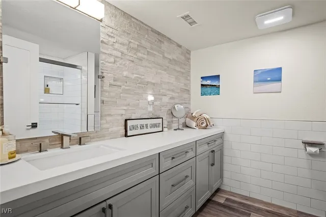 a bathroom with a shower