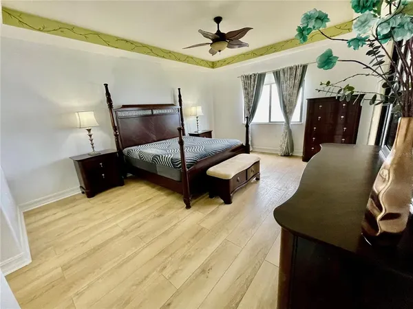 a view of a building with potted plants