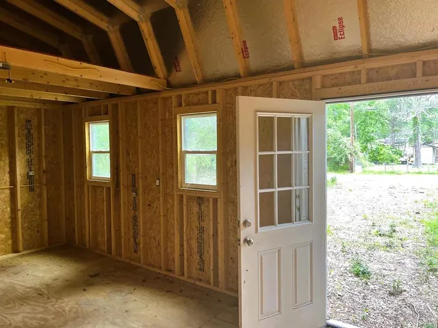 a view of a yard from balcony