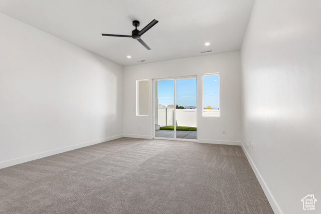 549 North Legend Circle, Unit C/466 Mapleton, UT 84664 - Photo 19 of 39 Unfurnished room featuring carpet flooring, ceiling fan, and recessed lighting