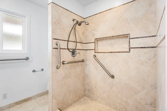 a bathroom with a shower