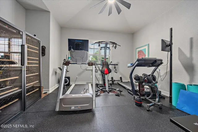 a view of a room with gym equipment