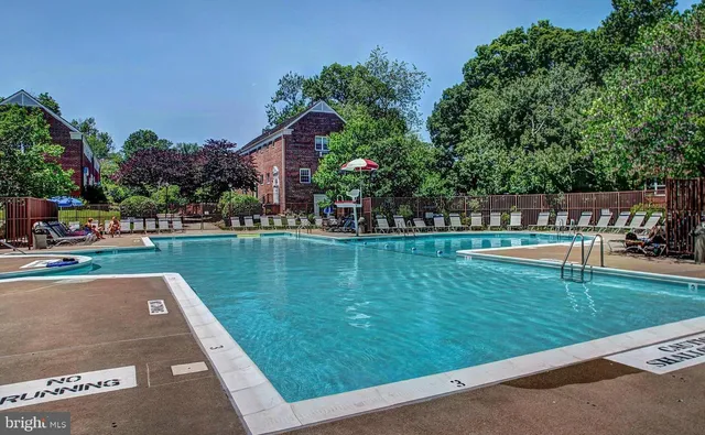 a view of swimming pool with a yard