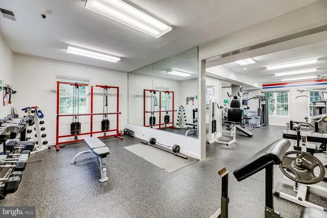 a view of a room with gym equipment
