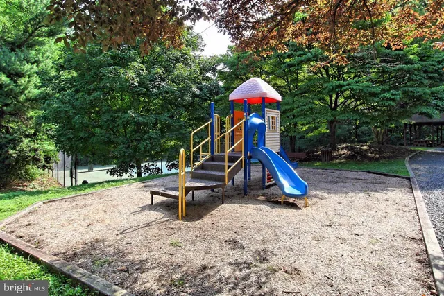 a view of a park with slide