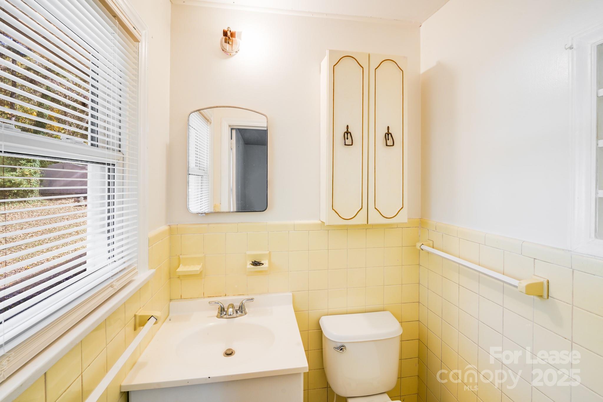 5311 Princess Street Charlotte, NC 28269 - Photo 20 of 24 a bathroom with a toilet sink and mirror