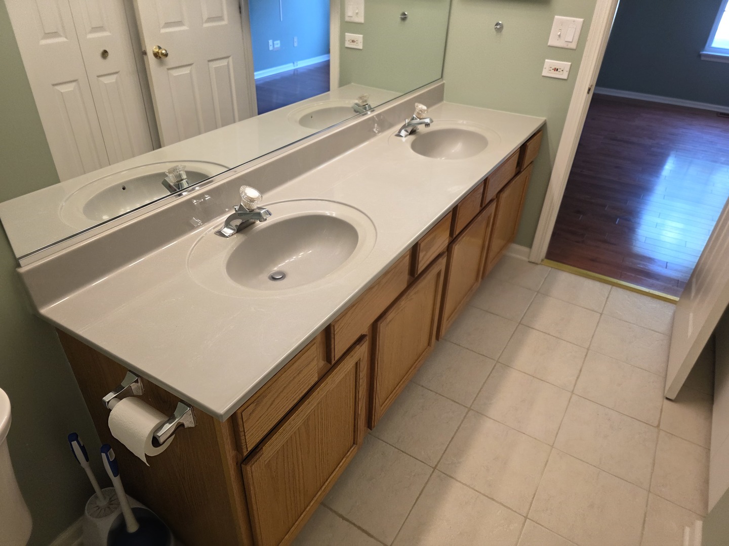 408 Woodview Circle, Unit B Elgin, IL 60120 - Photo 17 of 26 a bathroom with a sink double vanity and a mirror