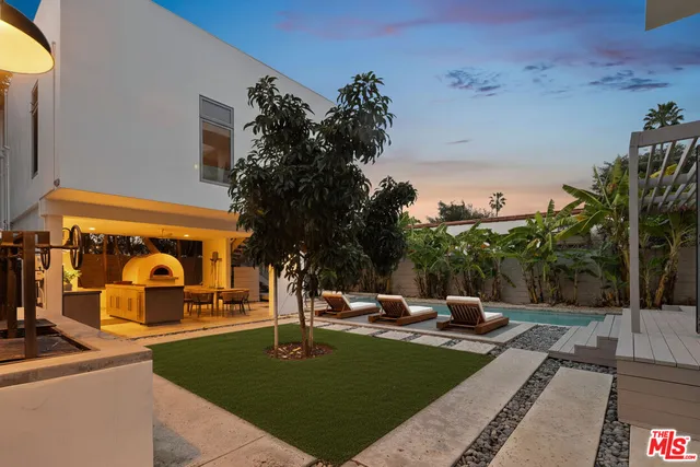 a view of a park with swings