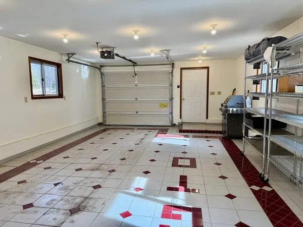 a view of a garage with furniture