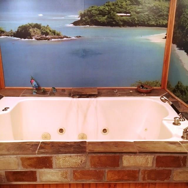 132 Moore Road Butler, PA 16001 - Photo 18 of 24 Fun!!! Caribbean wall mural above this cascading jet tub (with shower nozzle). There is also a shower in this bathroom.