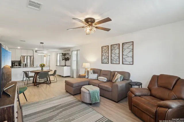 a living room with furniture