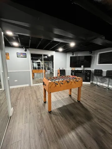 a view of a room with gym equipment