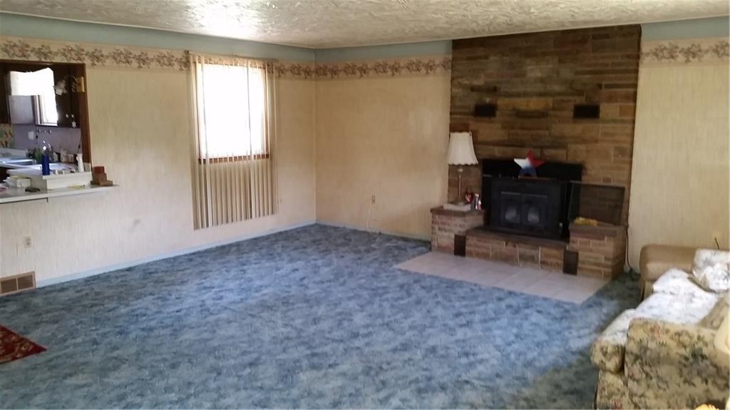 358 Lisbon Road Beaver Falls, PA 15010 - Photo 5 of 12 Huge living room with fireplace and plenty of light.