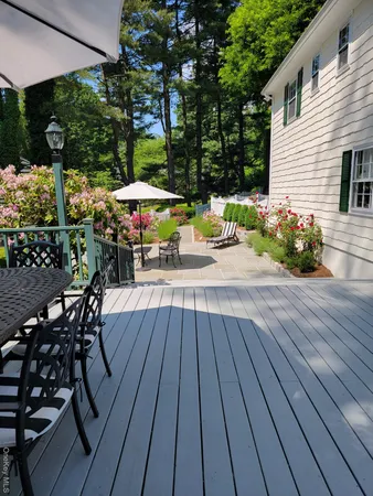 an outdoor space with seating