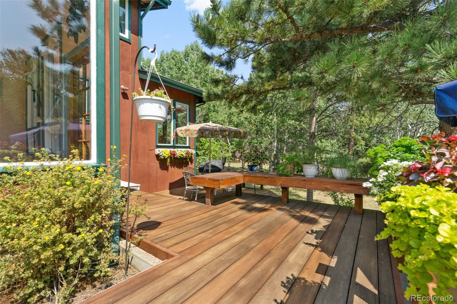 600 Old Squaw Pass Road Evergreen, CO 80439 - Photo 21 of 40 a view of a backyard with sitting area