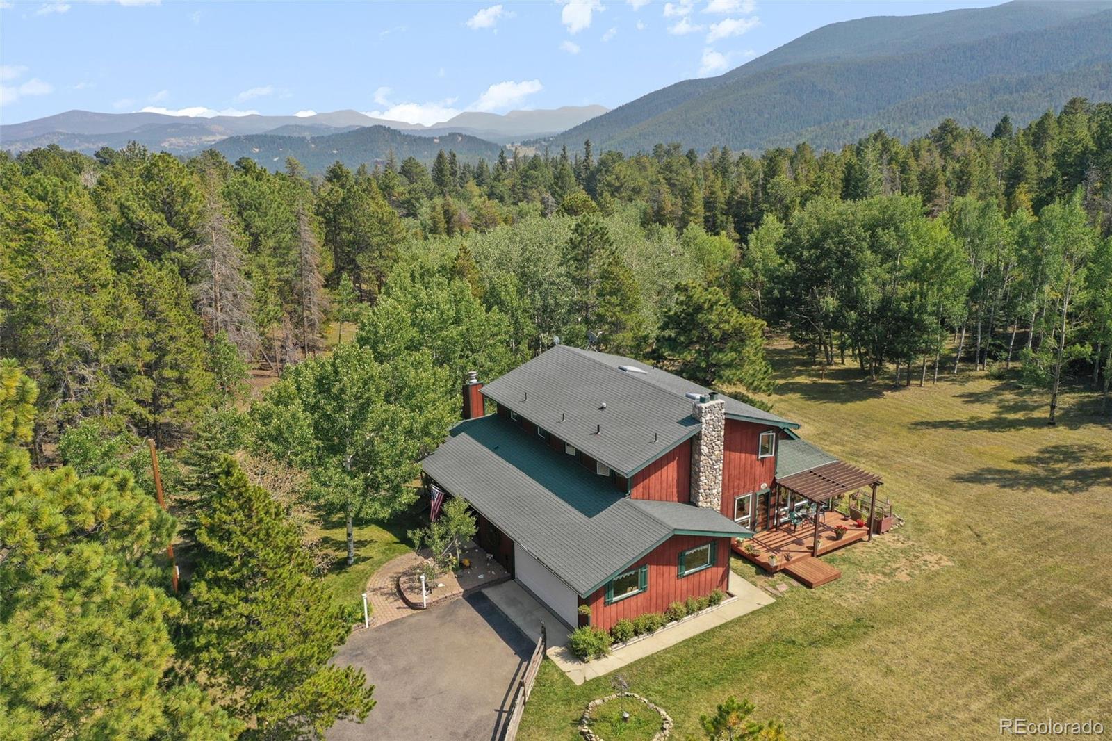 600 Old Squaw Pass Road Evergreen, CO 80439 - Photo 39 of 40 an aerial view of a house with a yard