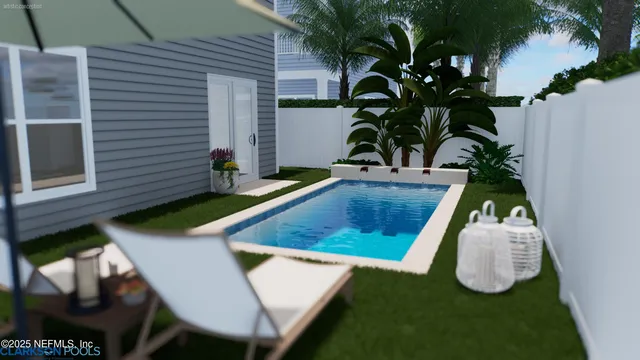 a view of staircase with kitchen view